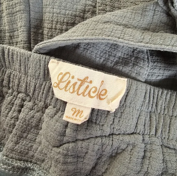 Listicle M Cotton Green Textured Overalls - Picture 5 of 6